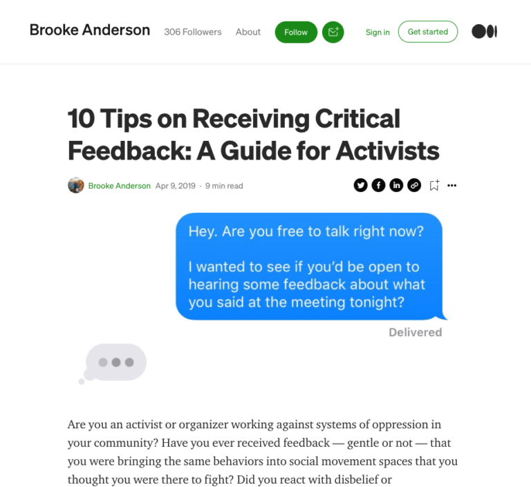 10 Tips on Receiving Critical Feedback: A Guide for Activists, by Brooke  Anderson